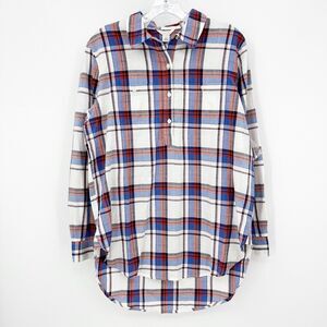 Caslon Womens Tunic Shirt Size S Plaid Long Sleeve‎ Cotton Classic Fall Winter